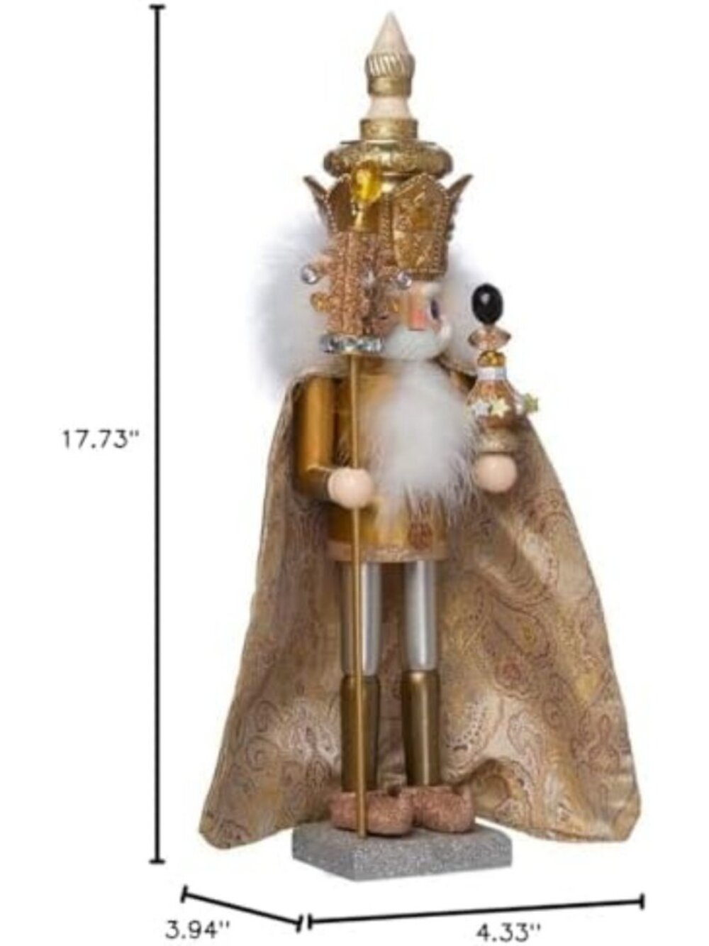 18-Inch Gold King Nutcracker - Elegant Holiday Decor for Festive Home Display - Picture 3 of 7